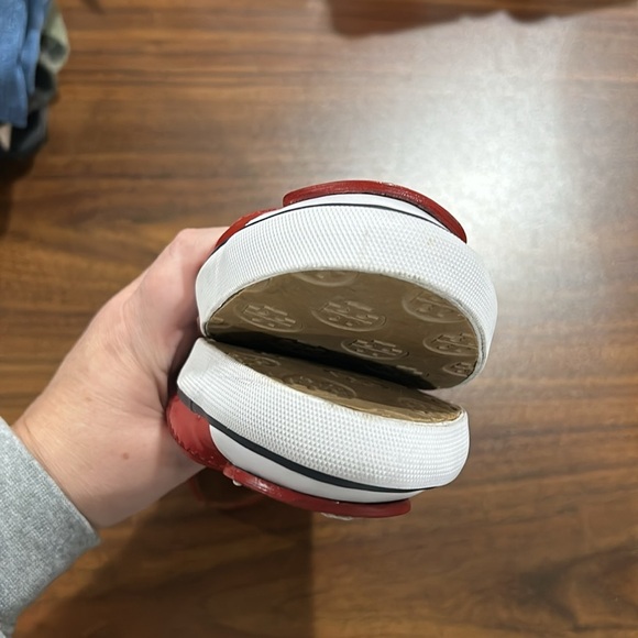 Tory Burch Cherry Red Channing Reva Patent Leather Sneaker Flats - Picture 9 of 12